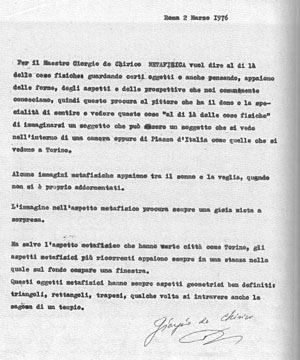 'Metafisica', 2 marzo 1976