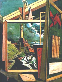 'Interno metafisico con faro' (1918)