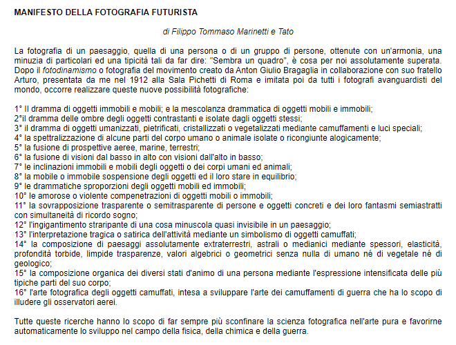 Manifesto della Fotografia futurista (1930)