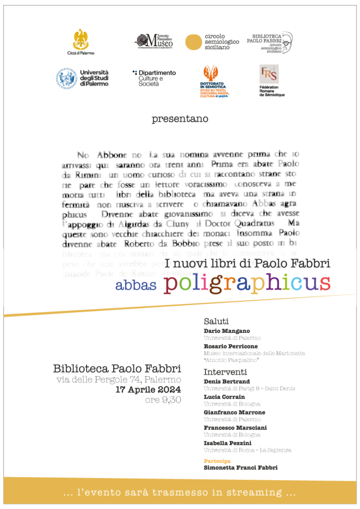 Paolo Fabbri abbas poligraphicus, Palermo, 17 Aprile 2024